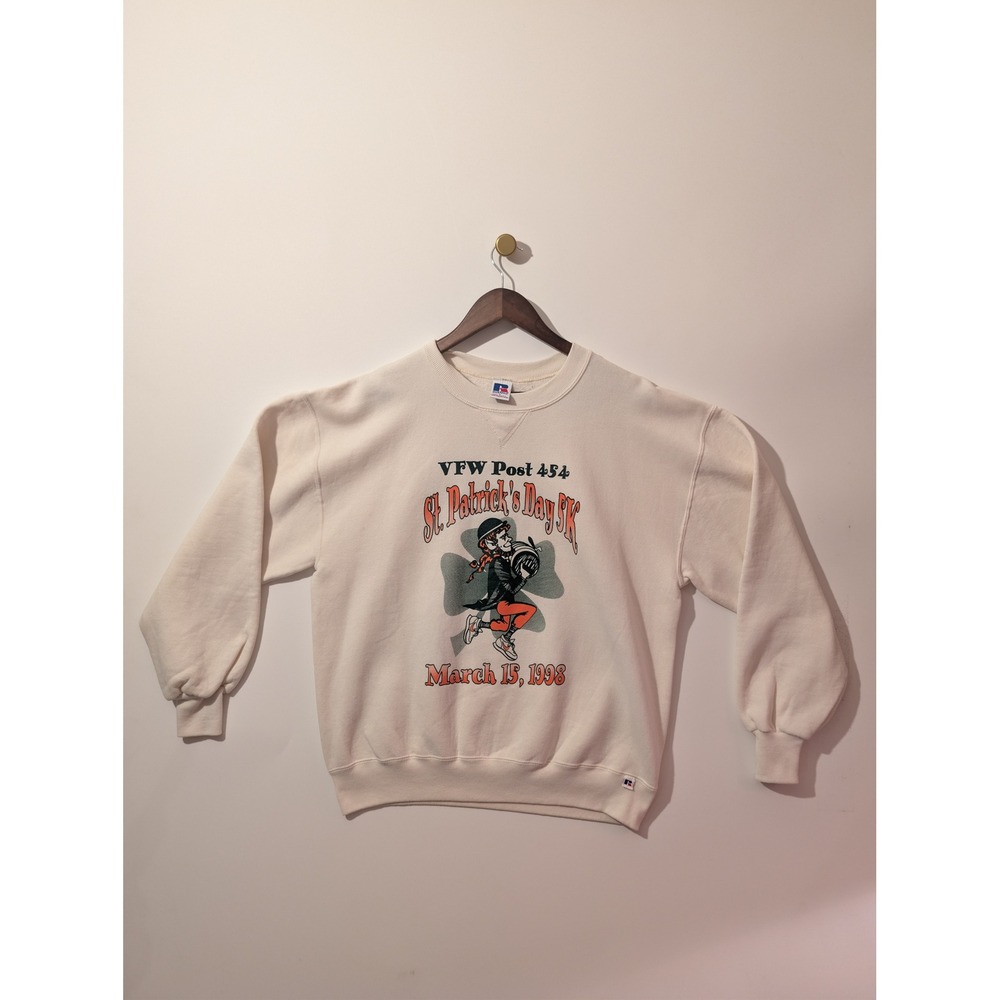 Russell Athletic Sweatshir L White Excellent 1998 St Patricks Day 5K 90s